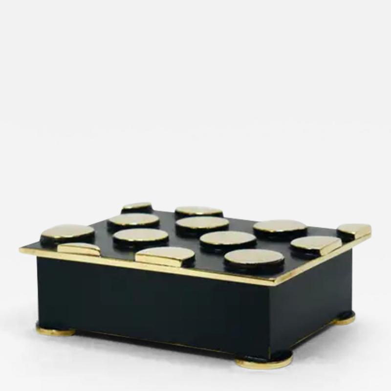 Argentor Of Vienna Mid Century Polka Dot Brass Storage Box Austria 1950s