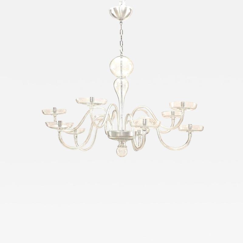 Armand Seguso Italian 1930s Murano Clear Glass Chandelier