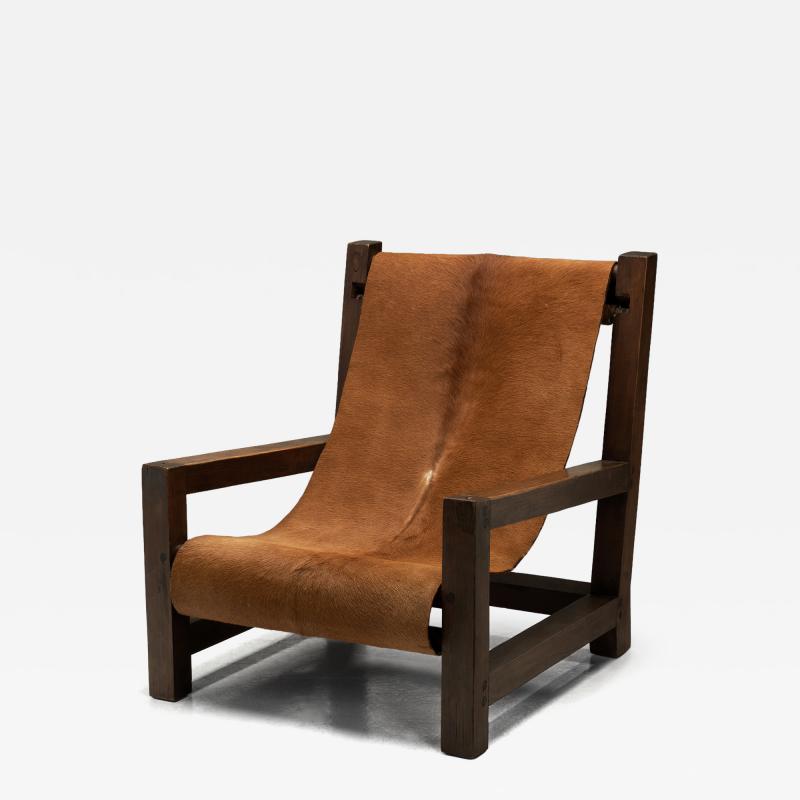 Armchair in Pine with Cowhide Seating Europe 1950s