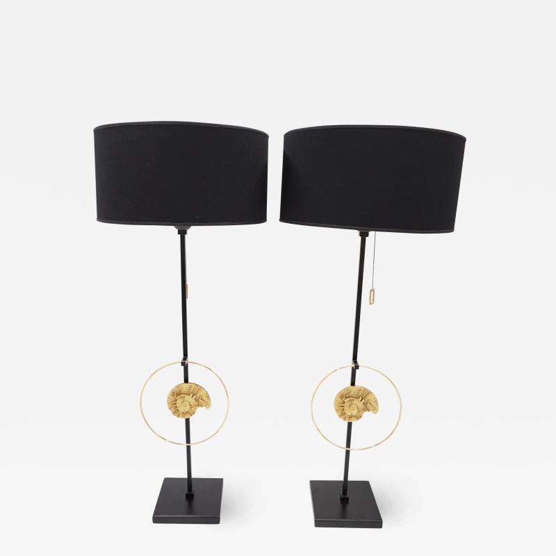 Arnaldo Pomodoro Masterpieces of lights Pair of Table Lamps with A Pomodoro Bronze 1985