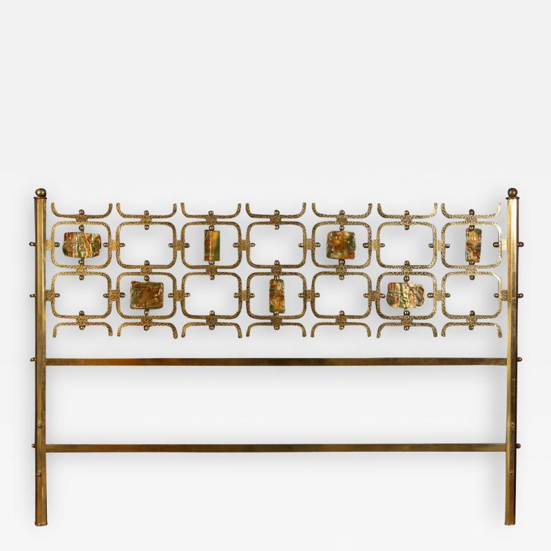 Arnaldo Pomodoro Osvaldo Borsani Elegant Bed with Brass Details by Arnaldo Pomodoro 1950