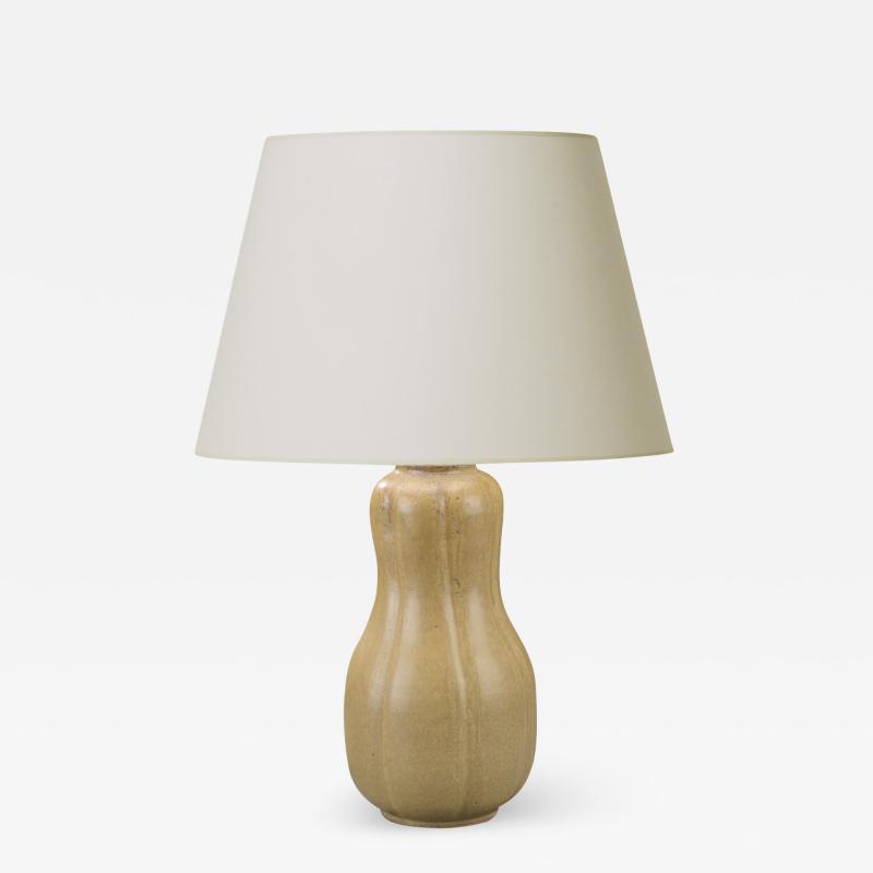 Arne Bang Table Lamp with Lobed Double Gourd Form in Gold Tan by Arne Bang