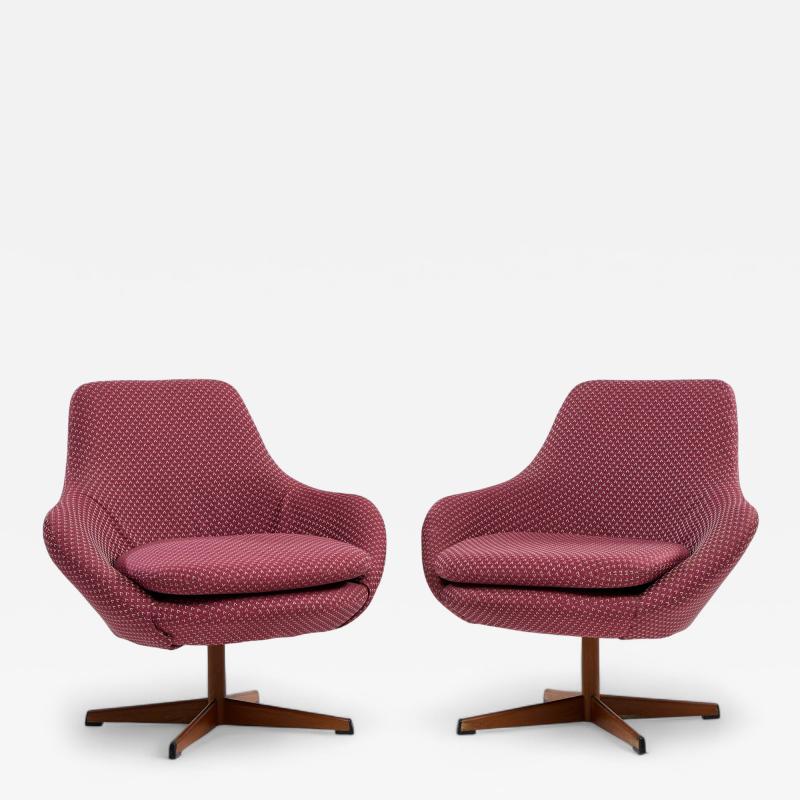 Arne Dahl n Dahl ns Dalum Mid Century Swedish Teak Swivel Chairs Pair