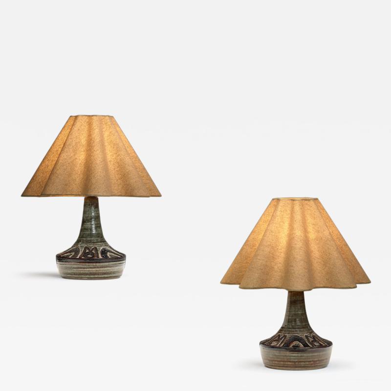 Arne Finne Nielsen Pair of Model 3076 2 Glazed Table Lamps by Arne Nielsen Denmark ca 1960s