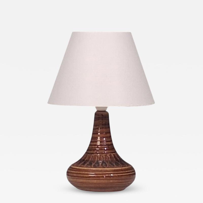 Arne Finne Nielsen Table Lamp Brown Glazed Stoneware Denmark 1960s