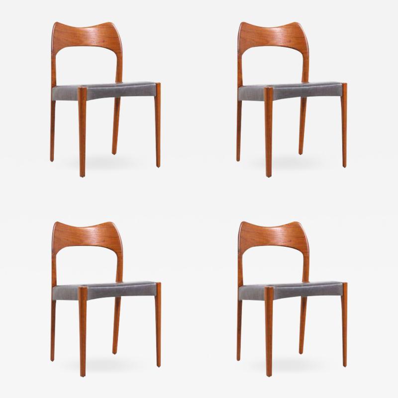 Arne Hovmand Olsen Arne Hovmand Olsen Teak Leather Dining Chairs for Mogens Kold