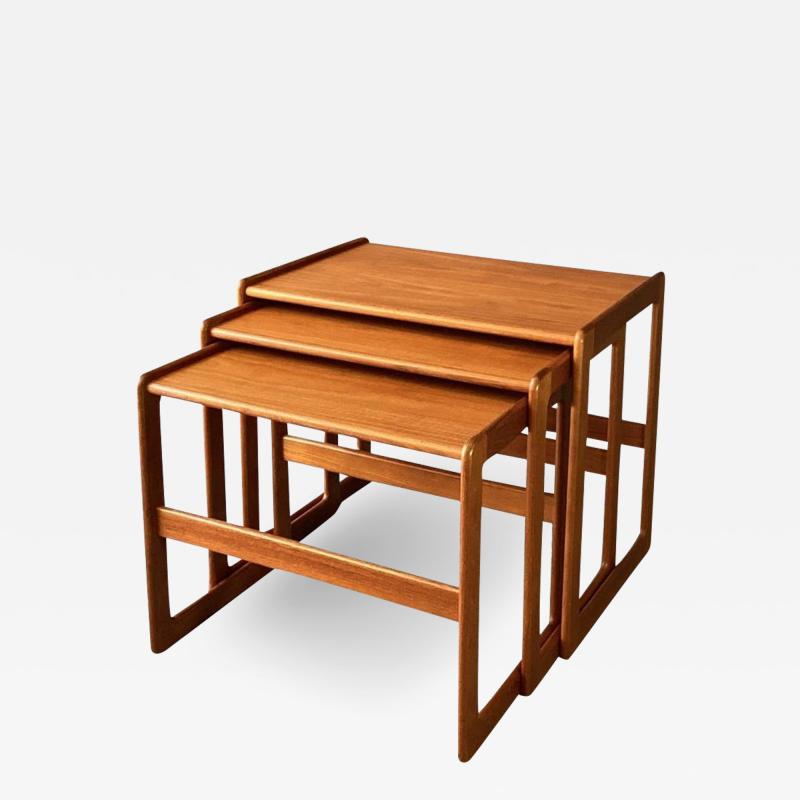 Arne Hovmand Olsen Vintage Danish Trio Teak Nesting Tables Attributed to Arne Hovmand Olsen