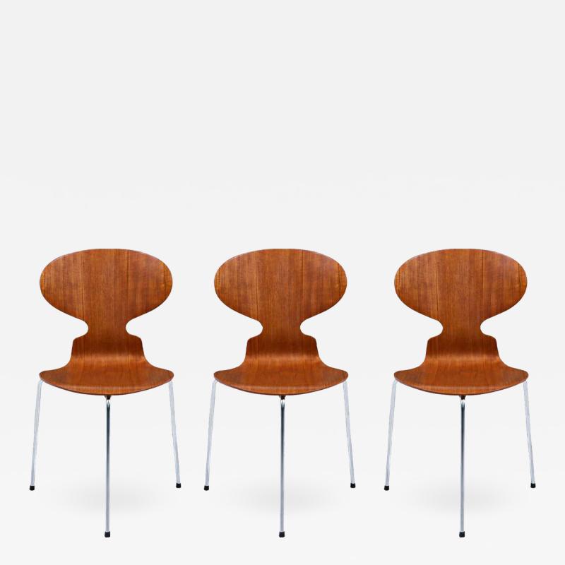 Arne Jacobsen Arne Jacobsen Ant Model 3100 Teak Chairs for Fritz Hansen