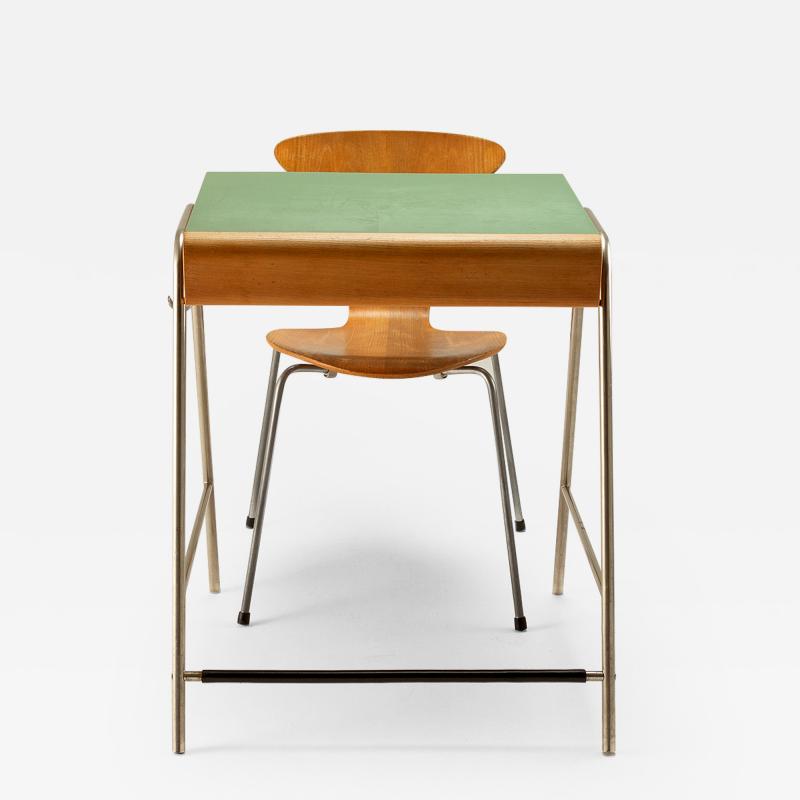 Arne Jacobsen Munkegaard School Desk and Mosquito Chair by Arne Jacobsen Denmark 1950s