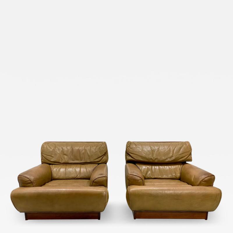 Arne Norell 1970s Arne Norell Leather Lounge Chairs a Pair