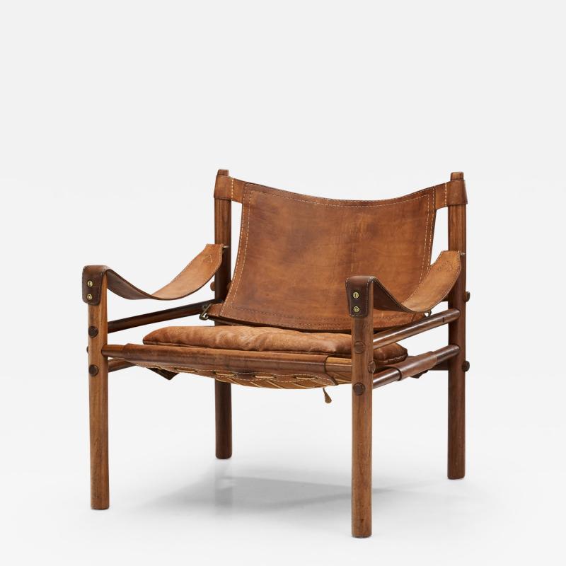 Arne Norell Arne Norell Leather Sirocco Safari Chair for Norell M bel AB Sweden 1964