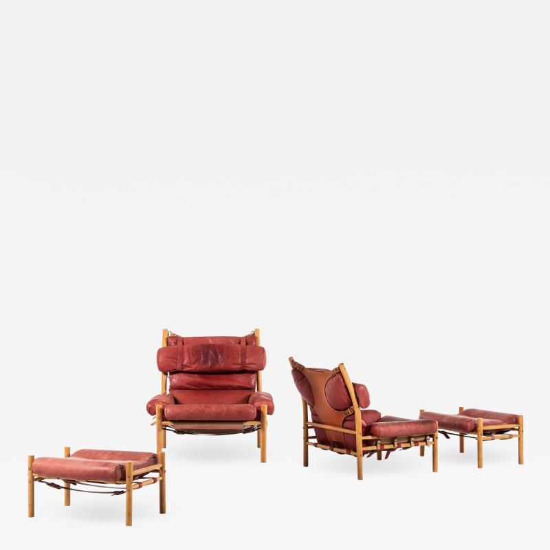 Arne Norell Easy Chairs and Stools Model Inca Produced by Arne Norell AB