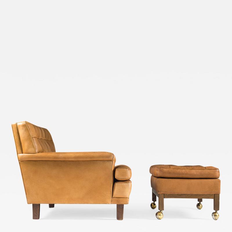 Arne Norell Midcentury Swedish Lounge Chair and Ottoman Merkur by Arne Norell