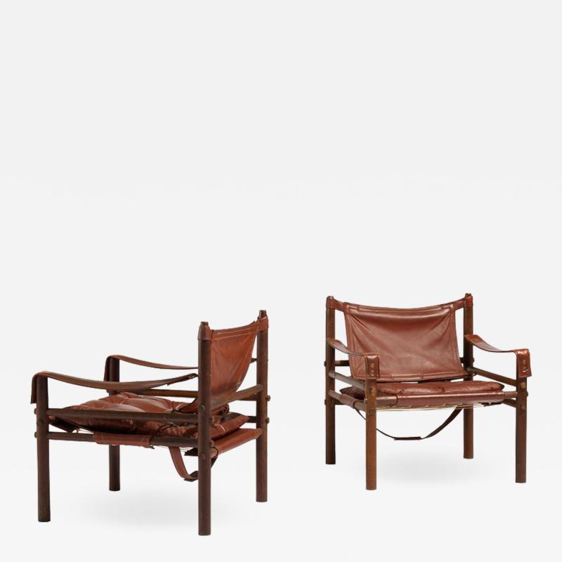 Arne Norell Pair of oak scandinavian Sirocco Safari lounge chairs by Arne Norell