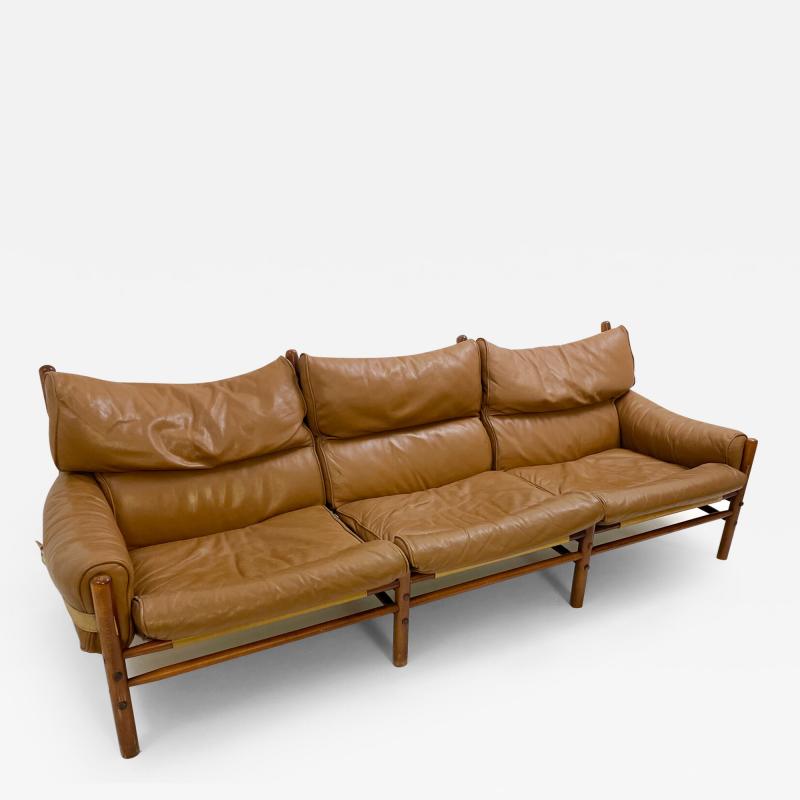 Arne Norell Vintage Kontiki Three Seater Leather Sofa by Arne Norell