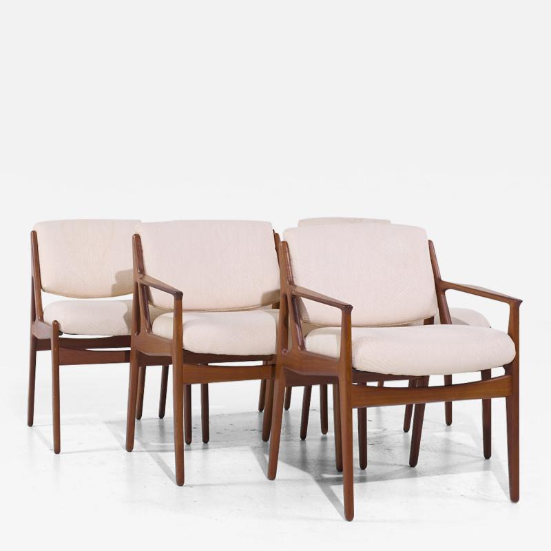 Arne Vodder Arne Vodder for Sibast Elle Ella MCM Teak Side and Captain Chairs Set of 6