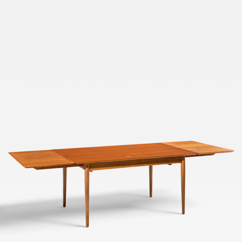 Arne Vodder Arne Vodder for Sibast Mid Century Danish Teak Dining Table with 2 Leaves