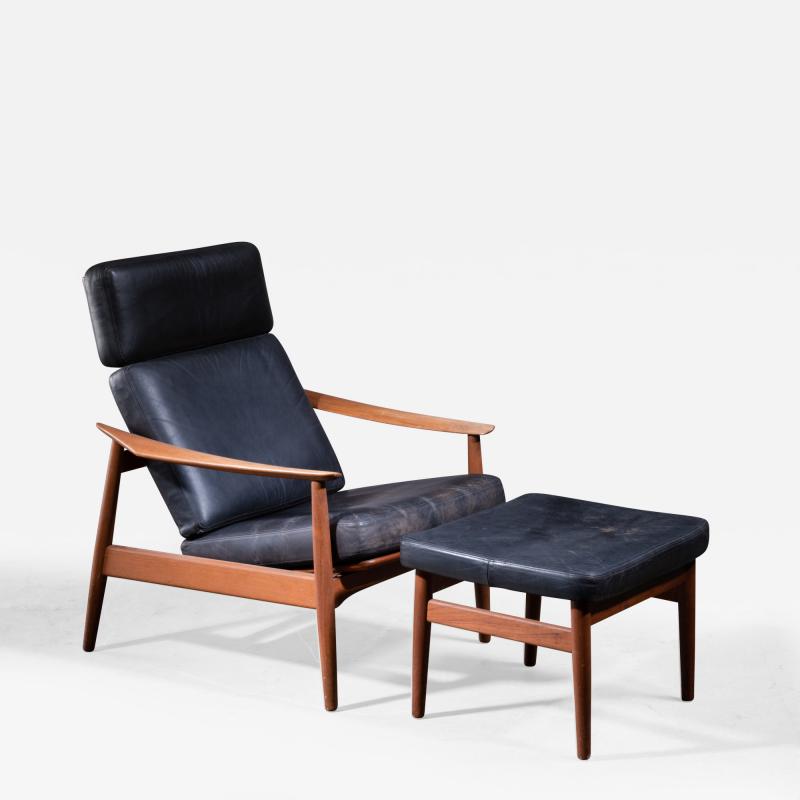 Arne Vodder Reclining Arne Vodder Easy Chair and Footstool