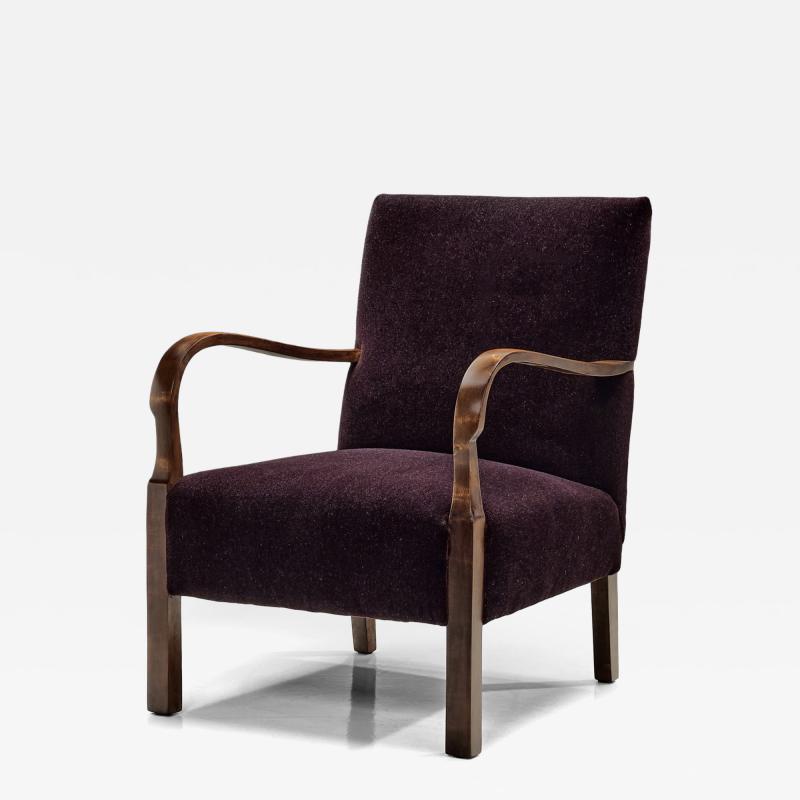 Art Deco Armchair with Aubergine Upholstery Europe First half of the 20th C
