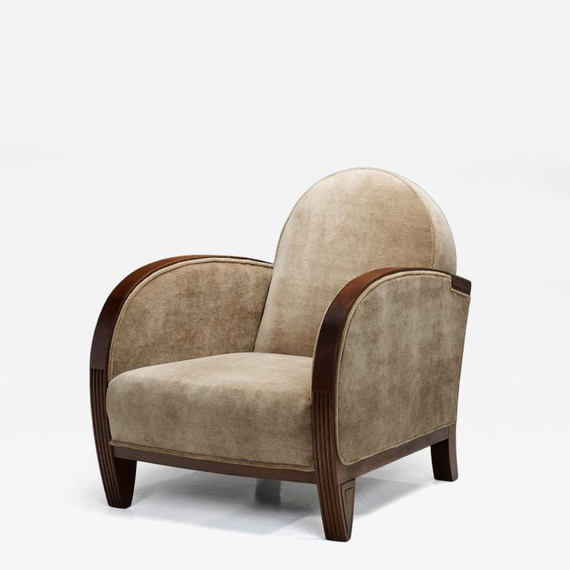 Art Deco Armchair with Carved Wooden Details Europe First half of the 20th C