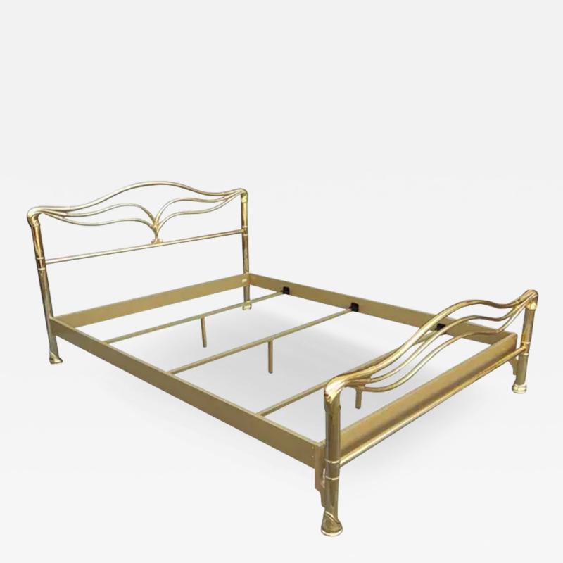 Art Deco Art Nouveau Solid Brass Enameled Steel Queen Bed Armoni Essebi Italy