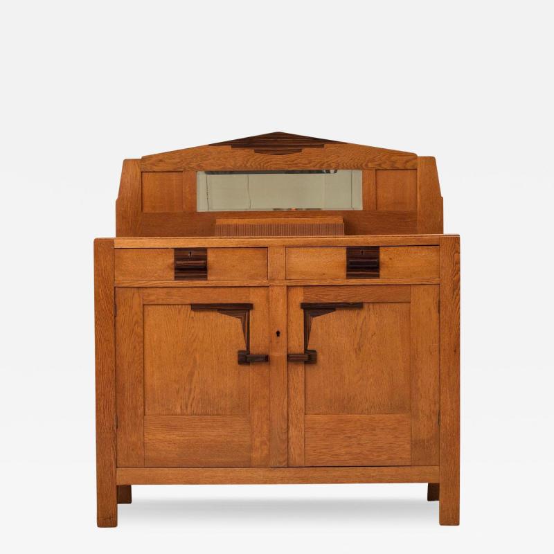 Art Deco Bar Cabinet in Solid Oak and Coromandel 1930s