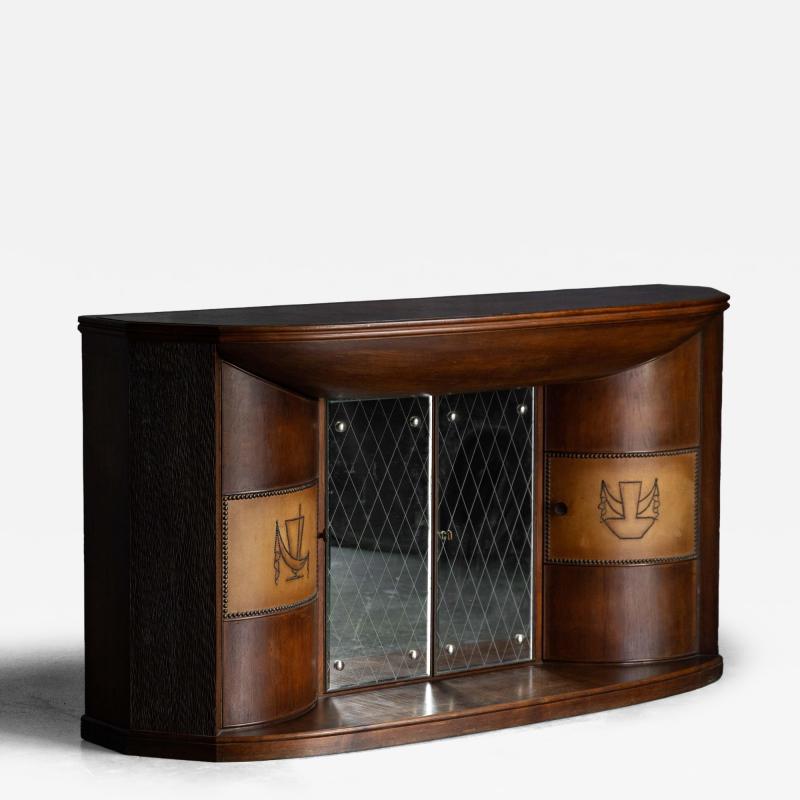 Art Deco Bar Console with Mirrored Doors Italy 1940s