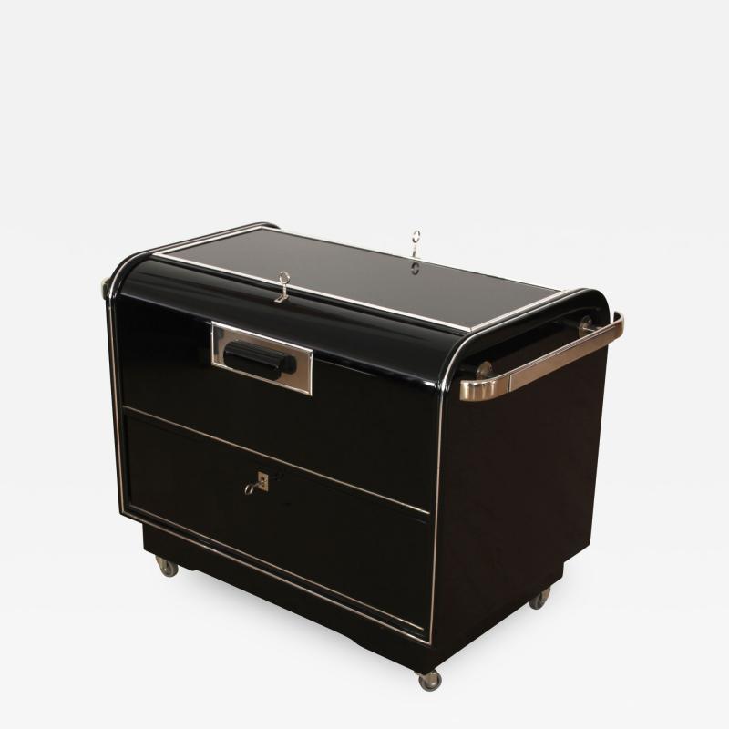 Art Deco Bar Trolley Black Lacquer France circa 1930