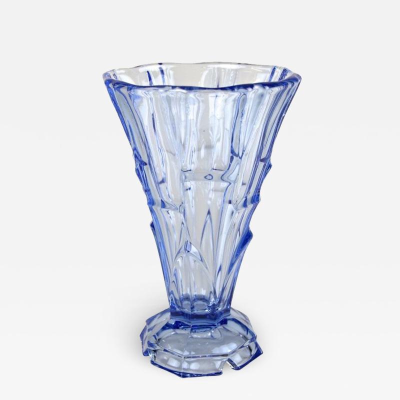 Art Deco Blue Glass Vase Austria circa 1920