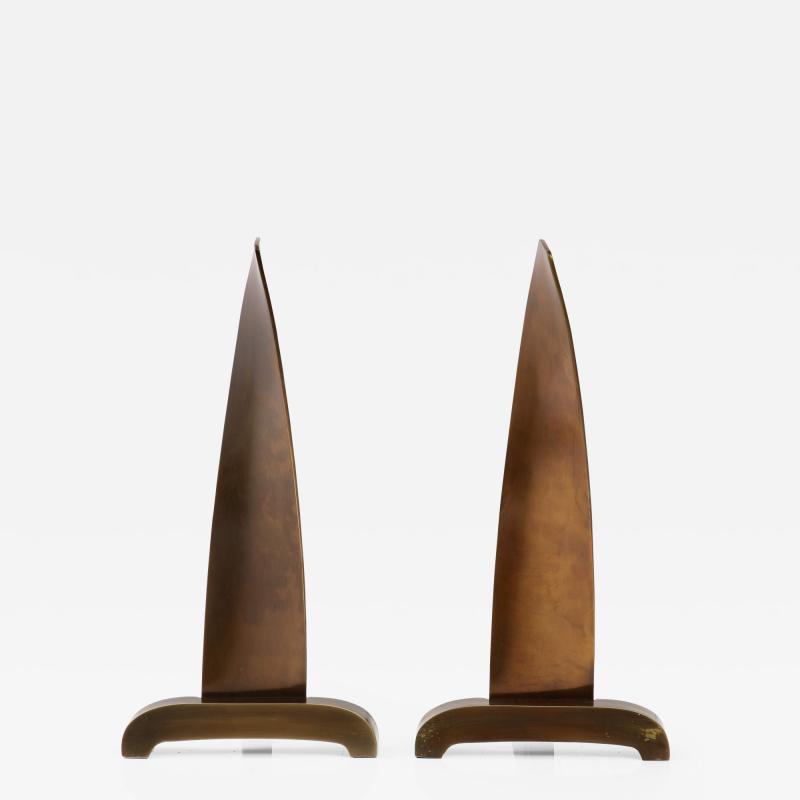 Art Deco Bronze Propeller Andirons