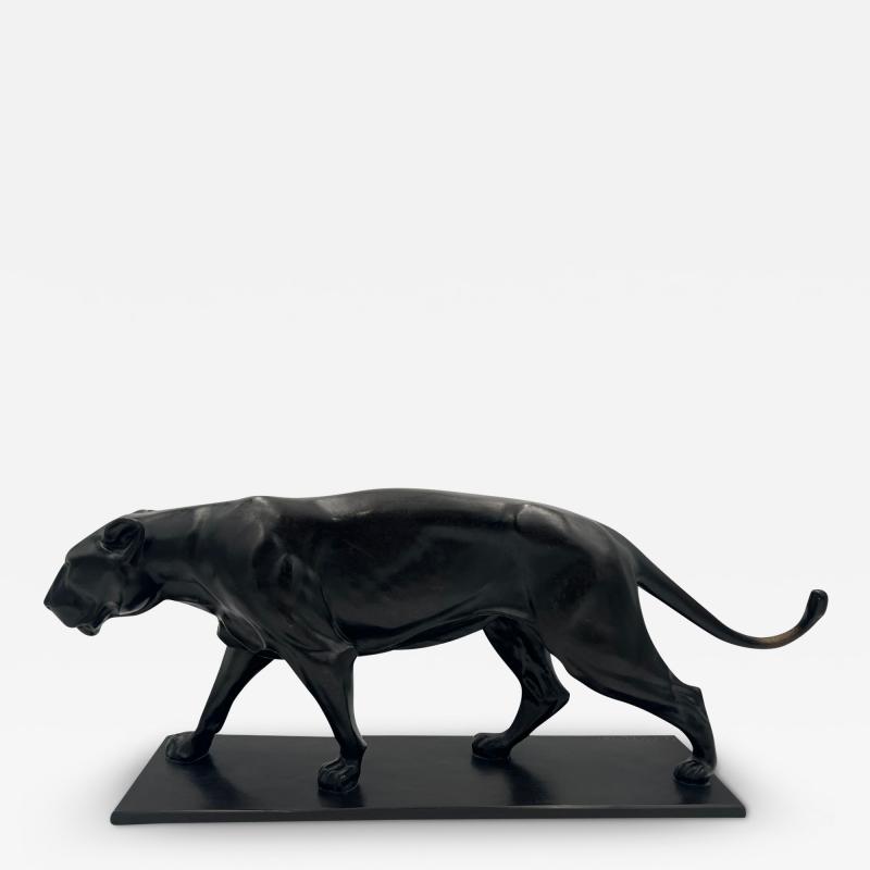 Art Deco Bronze Sculpture of a Lioness by Ch Aeckerlin Germany circa 1930