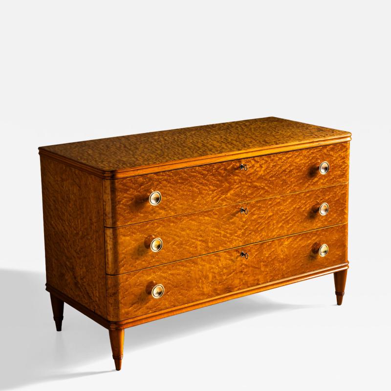 Art Deco Chest of Drawers with Birch Burl Veneer Probably Sweden 1930 40s