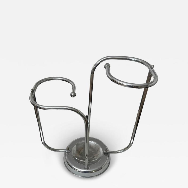 Art Deco Chrome Umbrella Stand Tubular Steel Chrome plated Belgium circa 1930