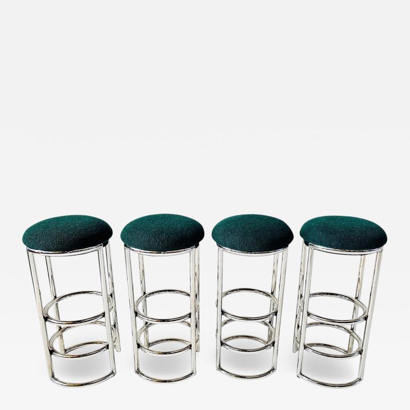 Art Deco Chrome and Boucle Chase Bar Stools