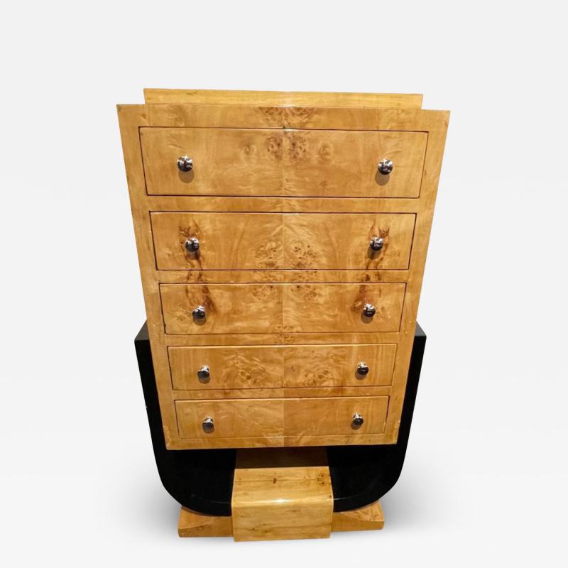 Art Deco Drawers U Shape Base Birdseye Maple