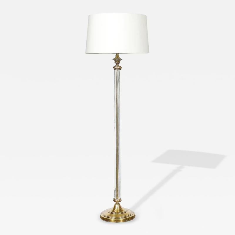 Art Deco Fluted Glass Brass Floor Lamp