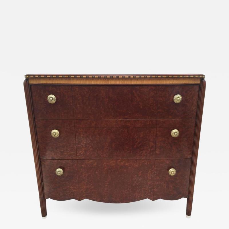 Art Deco French Burled Inlaid Dresser or Bureau