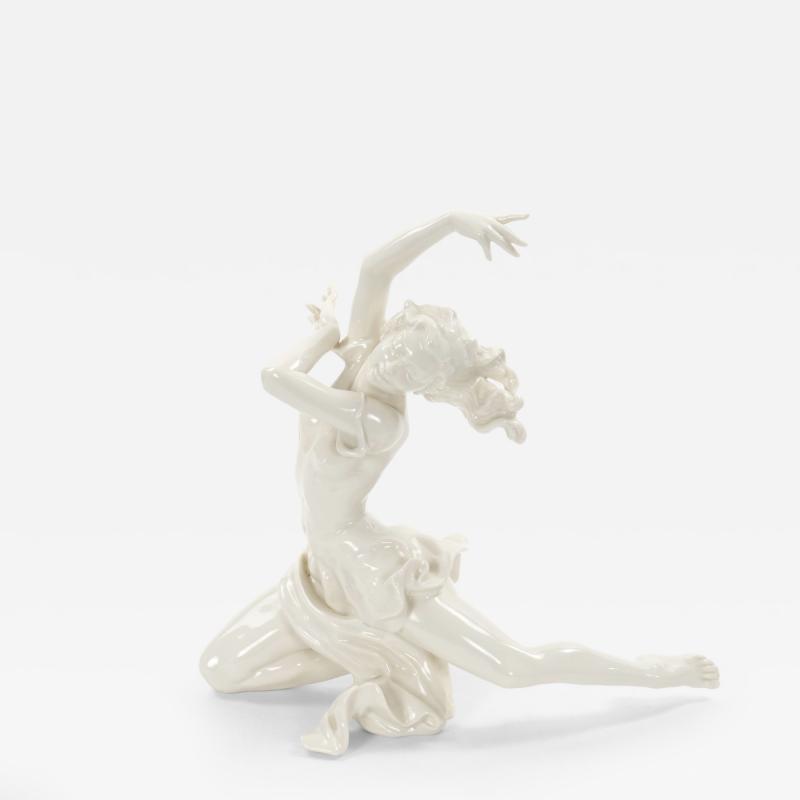 Art Deco German White Glazed Porcelain Dancing Figure Circa 1920s