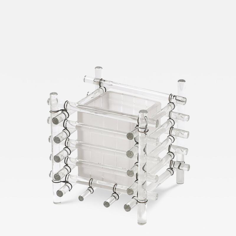 Art Deco Glass Rod Frosted Square Glass Rod Cachepot