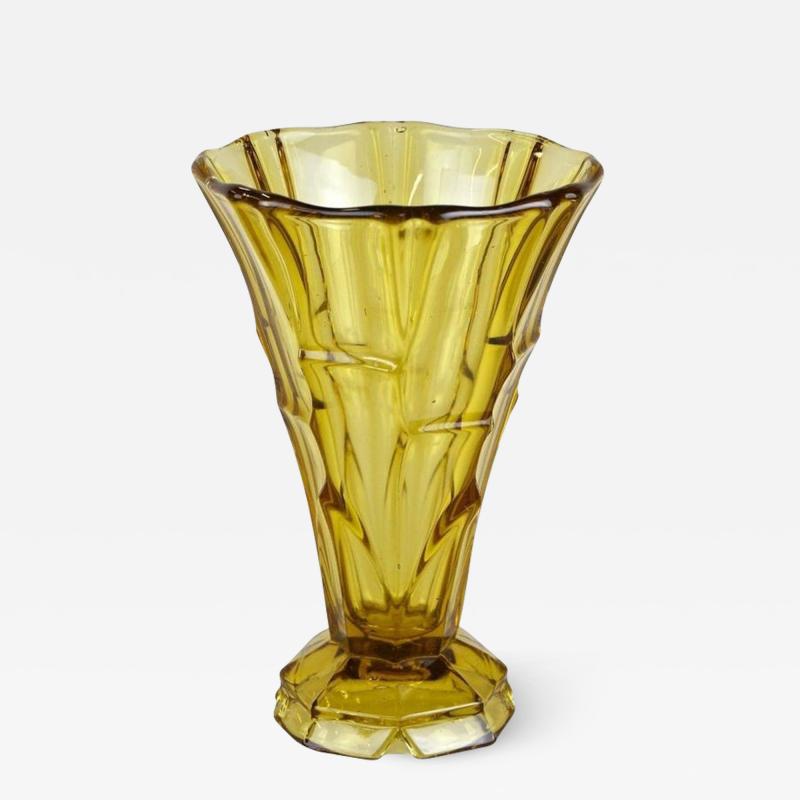 Art Deco Glass Vase Amber Colored Austria circa 1920