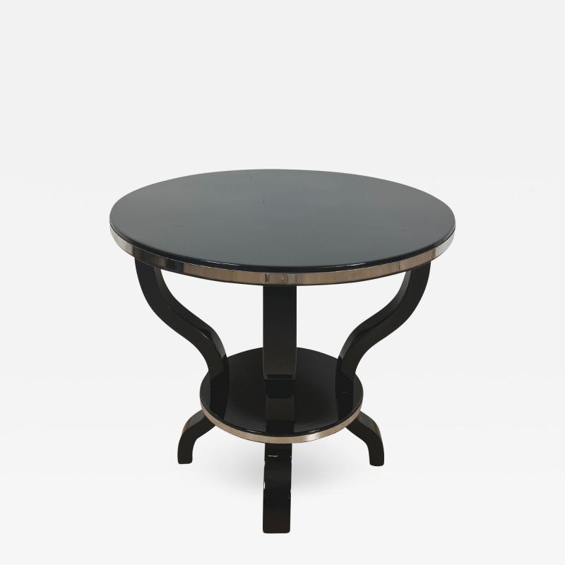 Art Deco Gueridon or Side Table Black Lacquer and Metal France circa 193