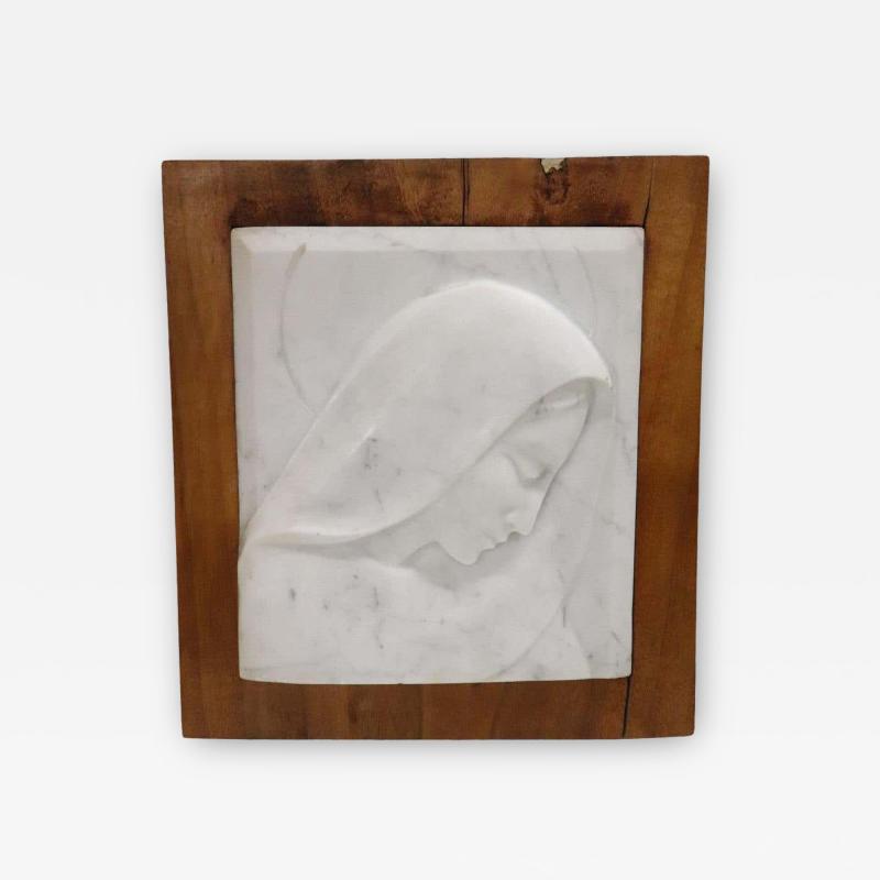 Art Deco Italian Bas Relief Sculpture in Precious White Marble of Carrara