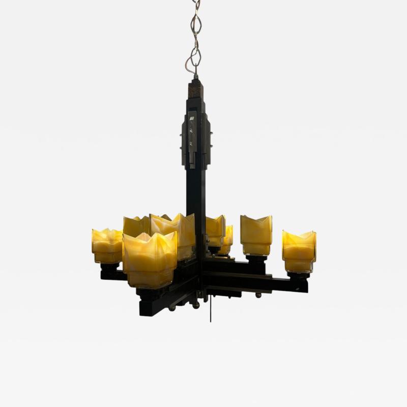 Art Deco Machine Age 8 Light Chandelier