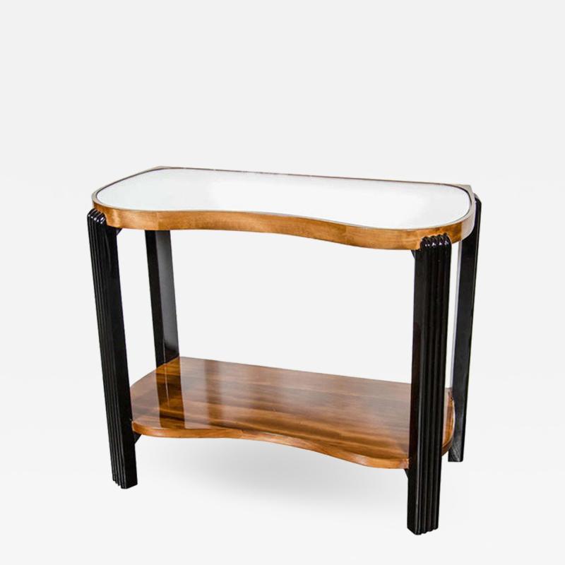 Art Deco Machine Age Side Table with Streamline Reeded Leg Design