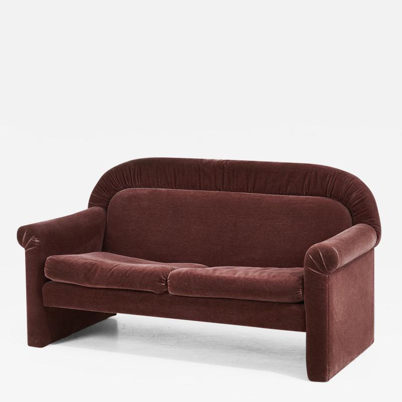 Art Deco Maroon Mohair Settee 1960