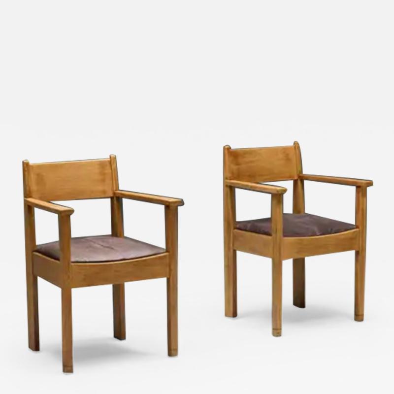 Art Deco Oak Armchairs Netherlands 1930s