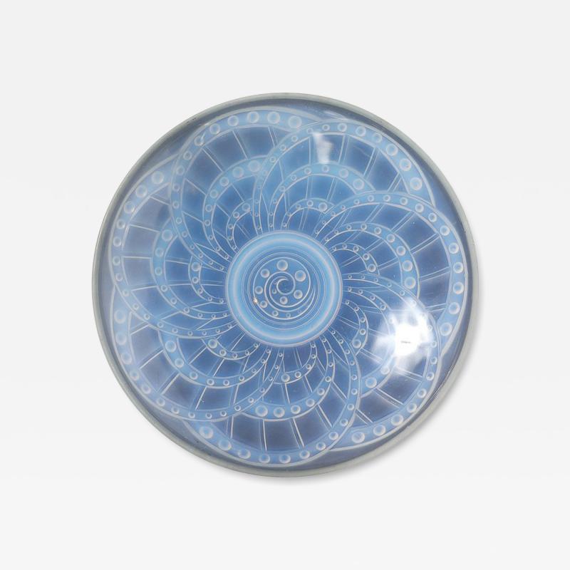Art Deco Opalescent Molded and Frosted Glass Centerpiece Bowl Signed J Landier