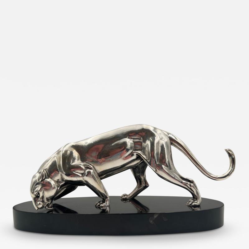 Art Deco Panther Sculpture Silver Plated France circa 1930