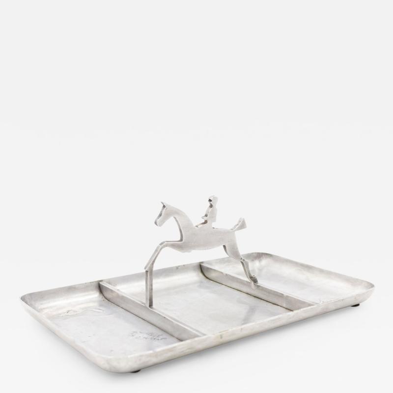 Art Deco Pewter Horse Ashtray