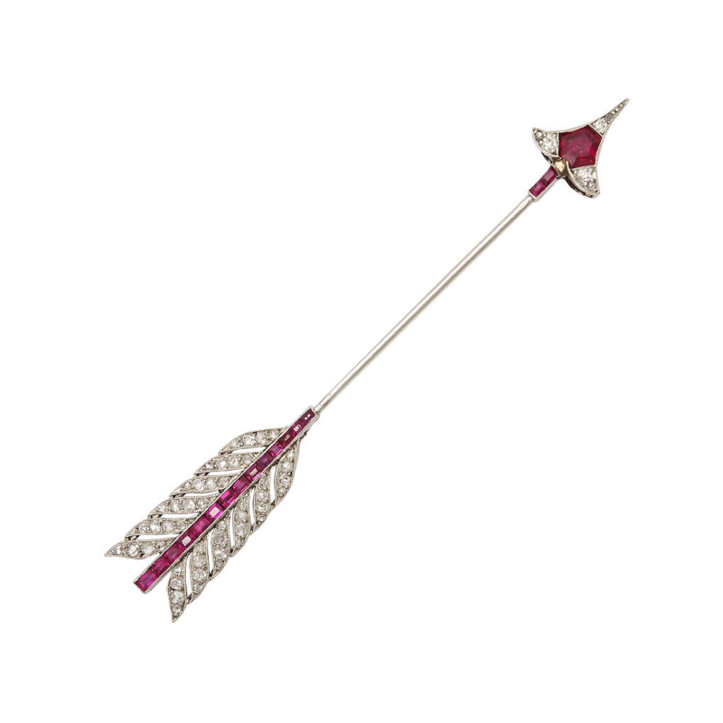 Art Deco Ruby and Diamond Arrow Brooch